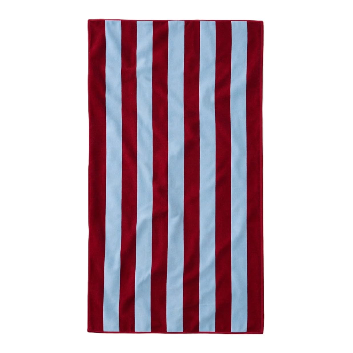 Misona Organic Cotton Striped Beach Towel - Extra Large - Burgundy & Sky Blue