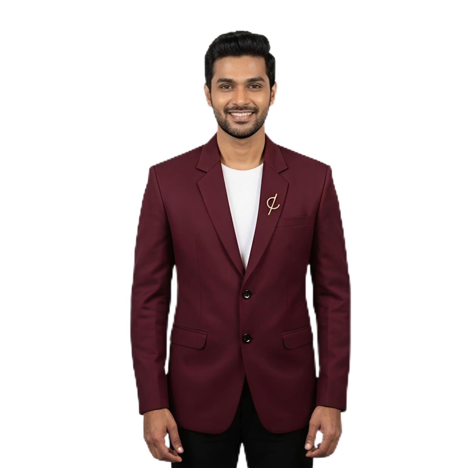 Men's Maroon Slim Fit Blazer, Two-Button Formal Suit Jacket-picture-46