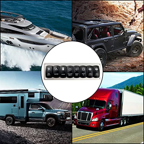 Image of Customize White Led Rocker Switch Panel ON-Off /ON-Off-ON Toggle Switch Panel for Car Marine Trailer Jeep RV SUV Pickup IP66