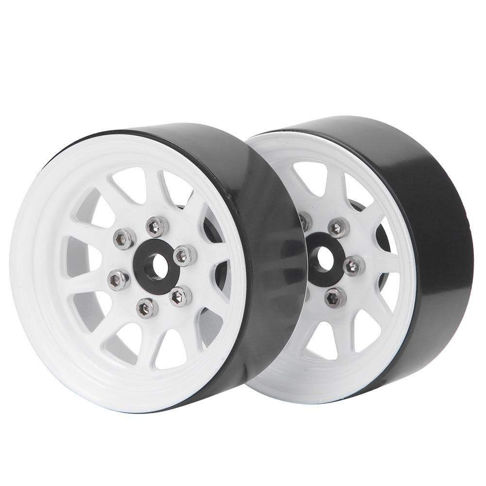 Dilwe Moyeu de Jantes en Alliage Beadlock Compatible avec TRAXXAS -4 1/10 RC Crawler(Blanc)