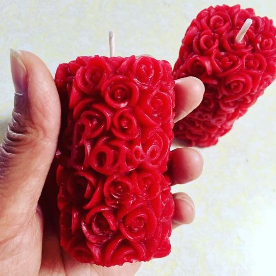 PICKKART Set of 2 Rose Pillar Scented Candle - Love Candle Set -Red Candle Gift Set (Red)-image-43