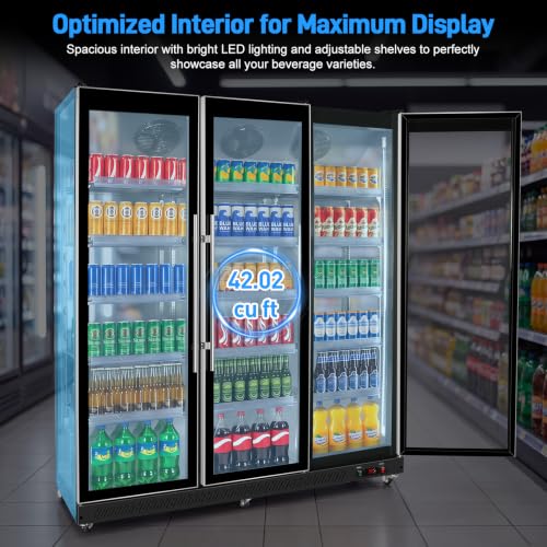Image of 42.02cu.ft Commercial Beverage Refrigerator, Triple Glass Door