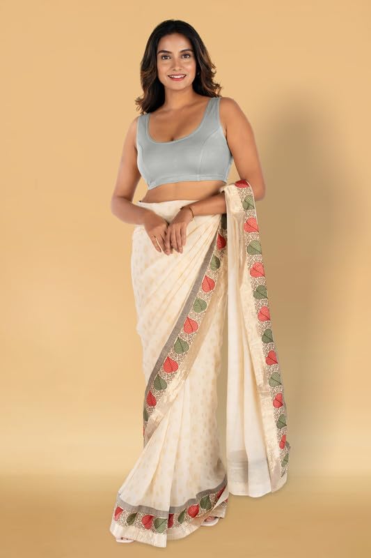 Image of Abhi Cotton Readymade Saree Blouse for Women- Sleeveless, U-Neck, Regular-fit, Stretchable, Pull-on Style