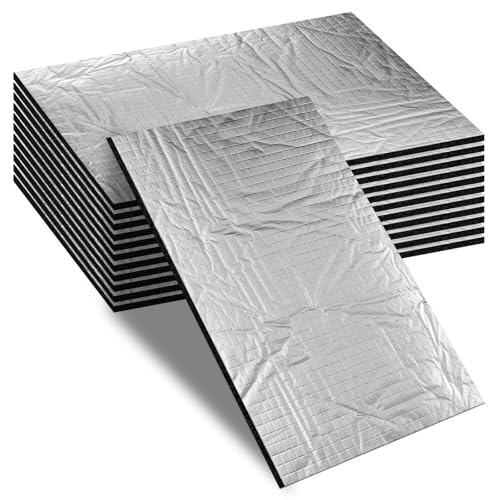 12 pièces de plaques Alubutyl de 400 * 250 * 5 mm, natte d’isolation, résistante au feu et à l’eau, anti-vibration, autocollante pour la protection...