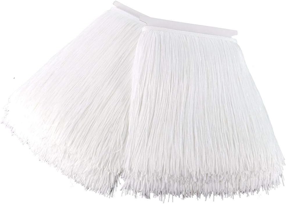 Fringe Trim Lace Polyerter Fibre Tassel 12inch（″） Wide 10 Yards Long for Clothes Accessories and Latin Wedding Dress and DIY Lamp Shade Decoration Black (Black) (White)
