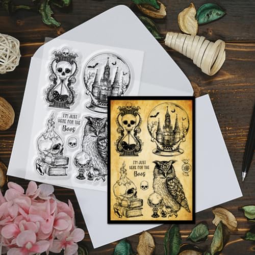 GLOBLELAND Halloween Magic Crystal Ball Owl Candles Cutting Dies with Magic Crystal Ball Owl Candles Clear Stamps for DIY Scrapbooking Photo Album Embossing Paper Card - Image 4