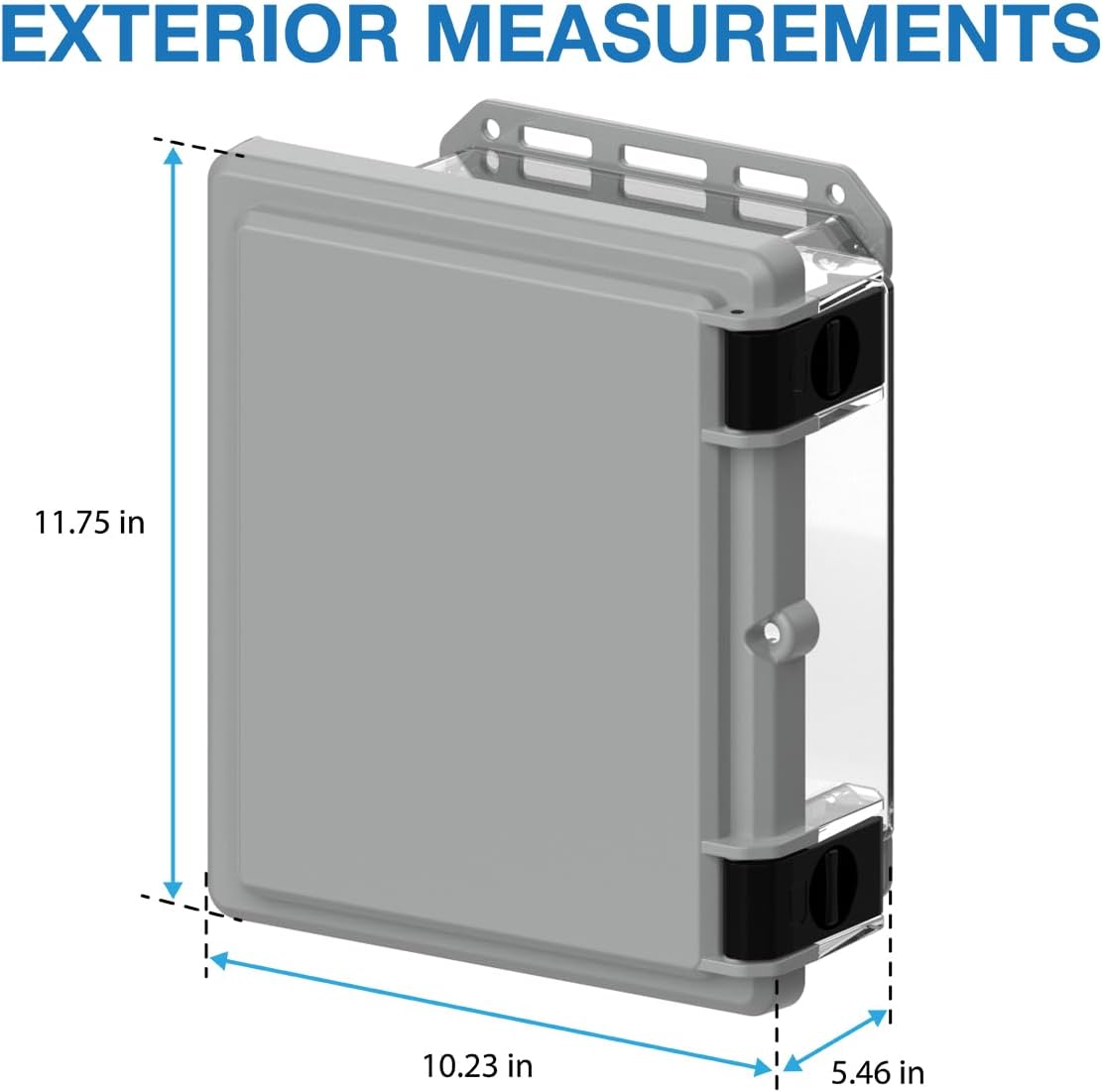 Serpac I342HL,TGBC (11.75 x 9.98 x 5.45 in) Gray/Clear UL 508A Polycarbonate IP67 Waterproof Plastic Cabinet Project Junction Box Enclosure with Hinged Top Door and Plastic Rustproof Latchs