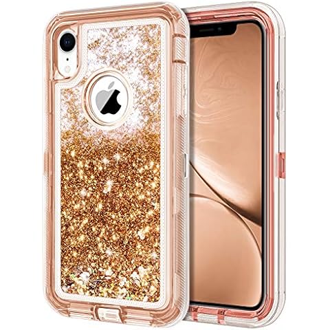 JAKPAK Case for iPhone XR Case Glitter Bling Sparkle for Girls Woman for iPhone XR Case Heavy Duty Shockproof Full Body Protective Shell Hard PC Bumper and TPU Back Cover for iPhone XR 10R Rose Gold Cover