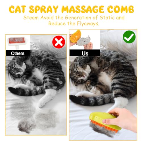 Cat Brush 3-in-1 Steamy Self-Cleaning Rechargeable Grooming Brush for Pets Electric Pet Hair Removal Comb - Image 4