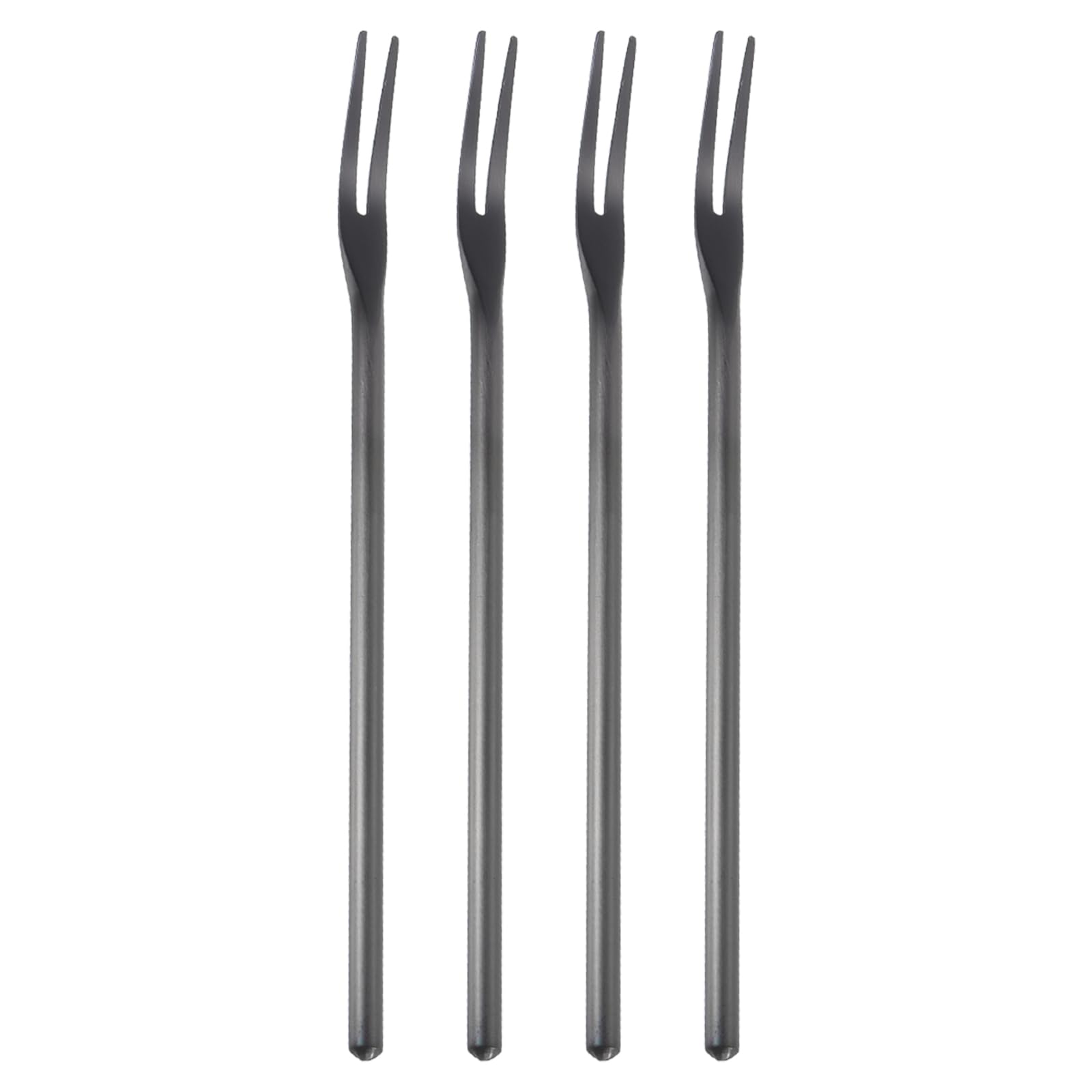 sourcing map4 Pcs Pickle Fork, 6.3 Inch Olive Fork with Long Handle, Stainless Steel Cocktail Forks, 2-Tine Fork for Dessert Cocktail Fruit and Vegetable Black