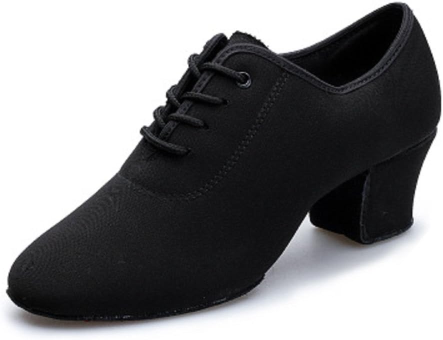 DLisiting Latin Dance Shoes Womens Black Oxford Cloth Ballroom Modern Dance Shoes