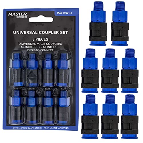 Master Elite Series 8 Piece Universal Air Hose Quick Push Connect...