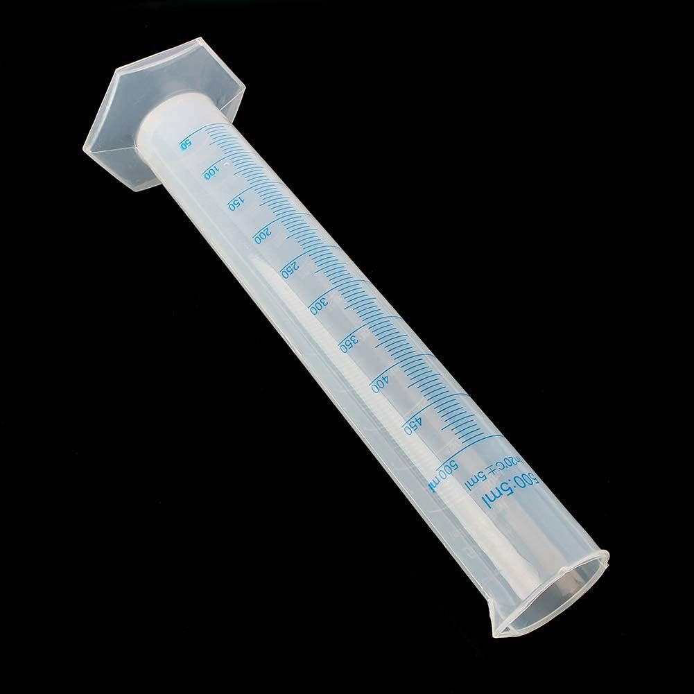 Cylindres de mesure, cylindre gradué en plastique de 500 ml avec bec verseur, tube de liquide d'essai en laboratoire transparent pour les projets scientifiques, fournitures de