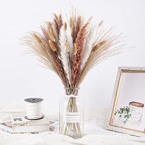 Dried pampas grass for Boho Decor, Fluffy White Pampas Grass for Home and Wedding Decor Cover