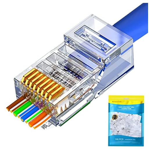PETECHTOOL RJ45 Cat6 Cat5 Connector Ends Gold Plated 8P8C Ethernet Pass Through Plug(100Pack)