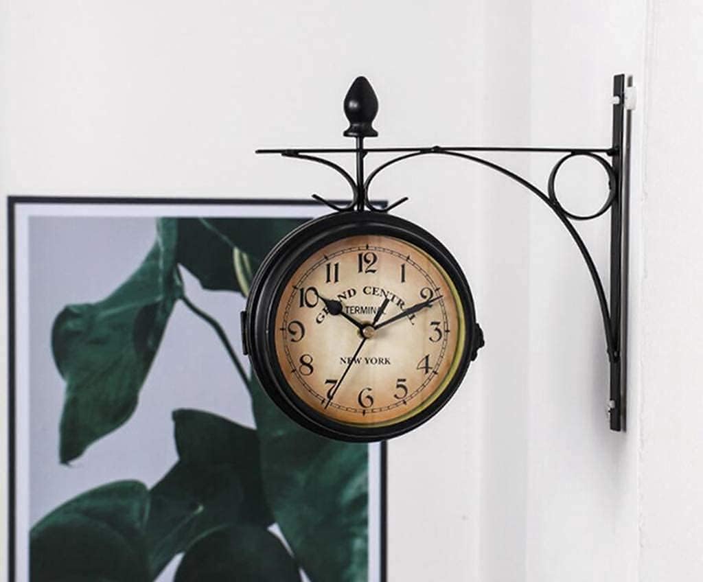 Double Sided Wall Clock,Retro Wall Clock Outdoor Garden Wall Clock Outdoor Indoor Garden Wall Clock for Garden/Patio/Yard