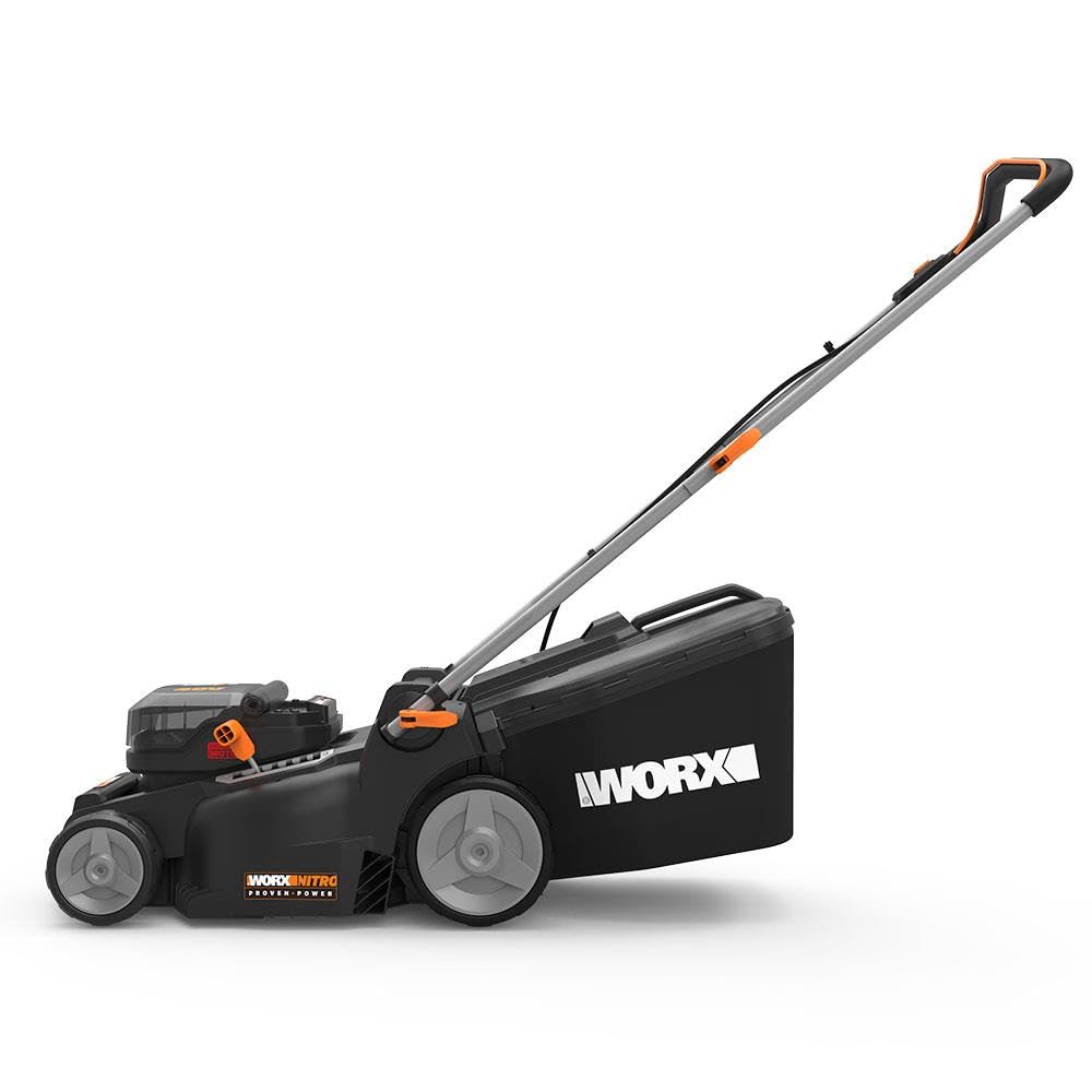 WORX Tondeuse à Gazon sans Fil 40V WG737E, 600 m², Lame 37cm, Sac 40L, 6 Hauteurs de Coupe, 2 Batteries 4Ah