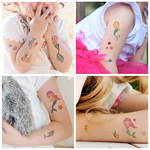 30 Sheets (360Pcs) Butterflies、Mermaid、Sea Animals Waterproof Temporary Tattoos For Kids,Mixed Styles Cartoon Tattoos,Children's Face Tattoo Stickers, Girls Temporary Tattoos,Party Makeup Gifts #TOP4