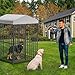 4×4×6FT Large Heavy Duty Outdoor Dog Kennel, Weatherproof Metal Dog Cage with Lock, Rotating Stainless Steel Feeding Bowl & Waterproof Roof Cover, for All Dog Breeds, Backyard, Garden, or Indoor Use