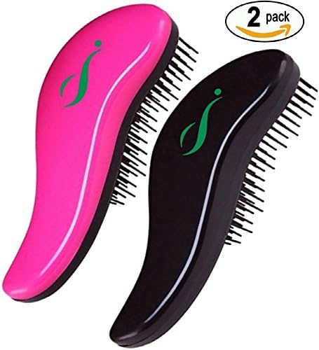 DETANGLING HAIR BRUSH or COMB - Glide Through Thick, Fine, Curly, All Types of Natural & Tangled Hair - Wet & Dry - 2 Piece - Pink & Black Detangler Comb - For Kids, Women, Men - IDEAL GIFT!