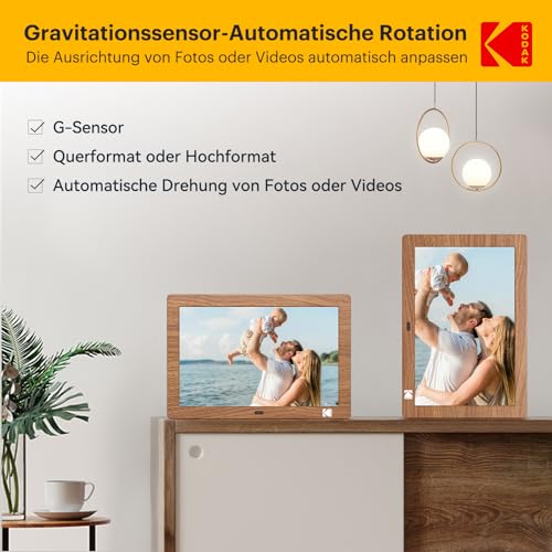 Kodak digitaler Bilderrahmen 8 Zoll mit 1280×800 IPS-Bildschirm