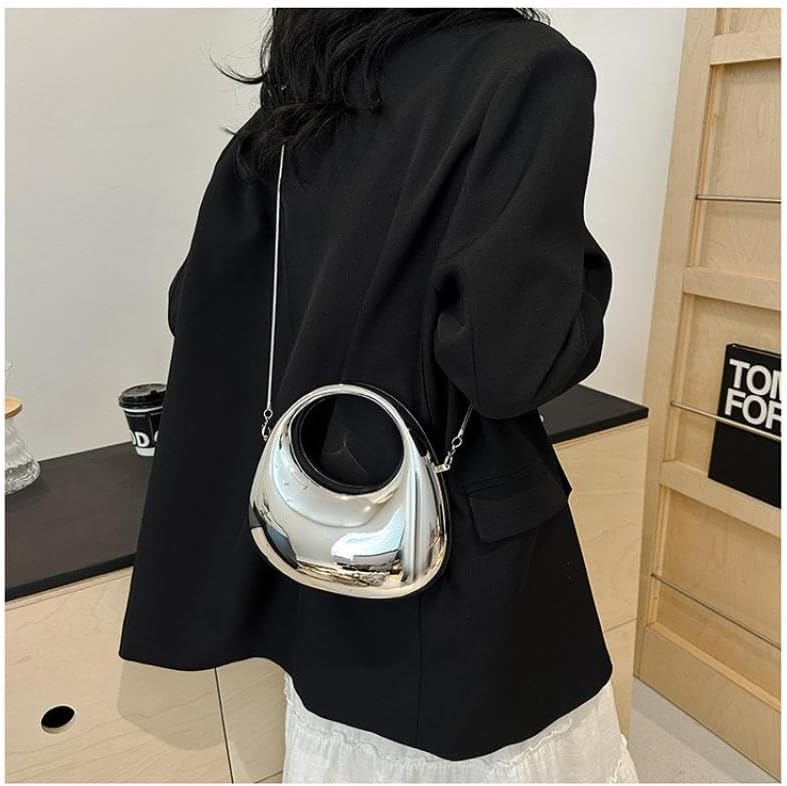 YYW Acrylic Evening Clutch Purse Moon Shape Unique Transparent Evening Handbag - Image 6