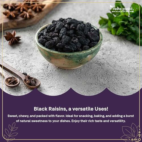 Image of Radha Govind Black Raisins Seedless | Dried Kishmish Without Seeds | Dry Grapes | Kali Darakh 200 Gram