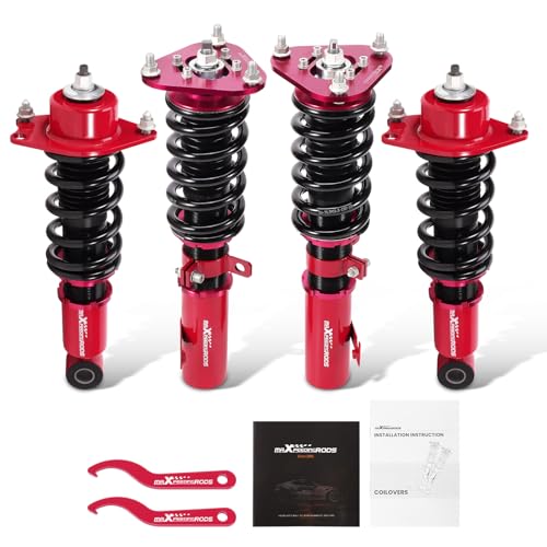maXpeedingrods Coilovers for Toyota Corolla E130 2003-2008, for Toyota Matrix XRS E130 2003-2008, Height Adjustable Coilovers Suspension Kit, Preset Damping Lowering Kit Red