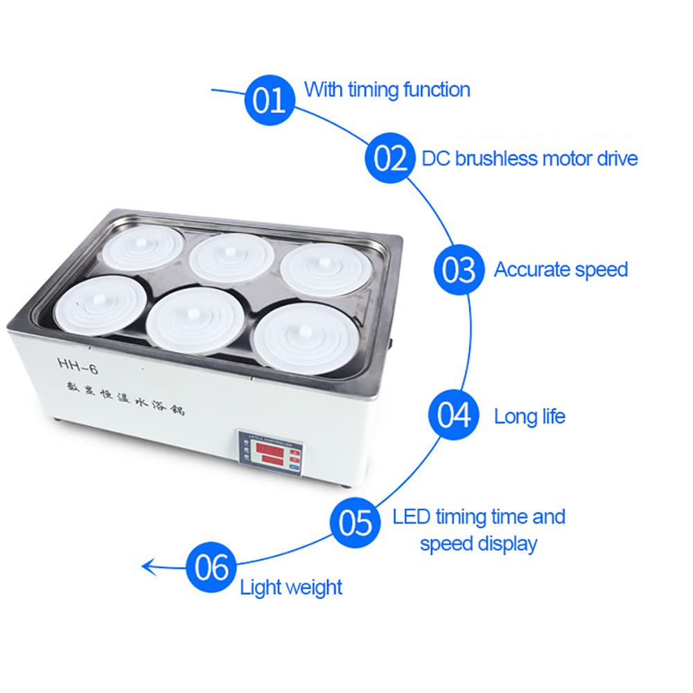 Baño María Termostático Digital, Baño María Poroso De Laboratorio con Control De Temperatura De Alta Precisión, 600W~ 1200W, RT A 100°C, Incrementos De 0,1°C, con Aberturas Seleccionables Y Función