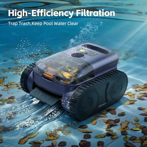 Image of Pool Vacuum for Inground Pool, Cordless Pool Cleaner Robot with Smart Navigation, Self-Parking, LED Indicator, Wall&Waterline Above Ground Pool Vacuum Cleaning up to 2150 Sq.ft