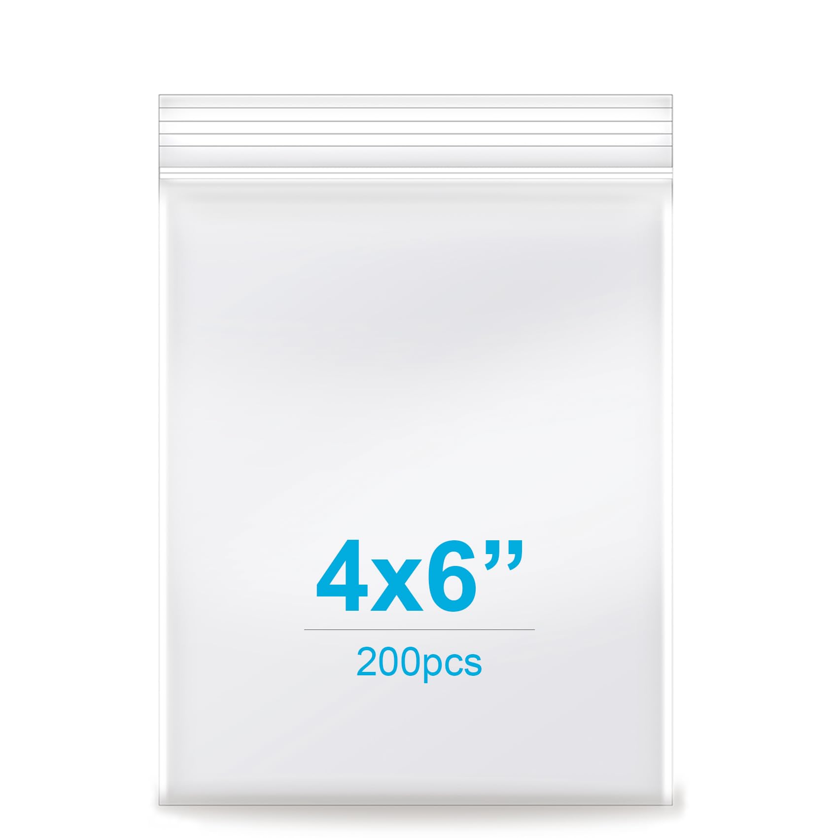 4''x 6'', (Pack of 200) 2 mil Clear Plastic Reclosable Zip Poly Bags with Resealable Lock Seal Zipper for Photo, Jewelry, Bakery, Treats, Treats,