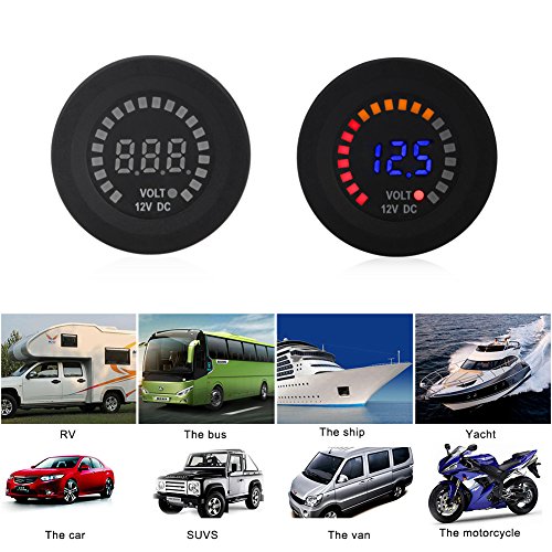 Waterwich Waterproof 12V Dc Voltmeter Color Led Digital Display Volt Meter Voltage Meter Scale Gauge Battery Tester For Marine Car Motorcycle Truck Boat Rv #TOP6