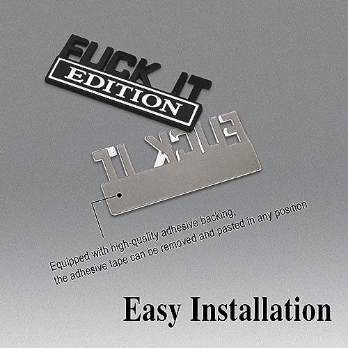 Image of Fuck IT Edition Emblem, Car Exterior Emblems Badge 3D Sticker Decal, Fuck-IT Edition Emblem 3D Fender Badge Decal, 3D Fender Badge Decal Car Truck Replacement, Fit for All Cars (Black White 1)