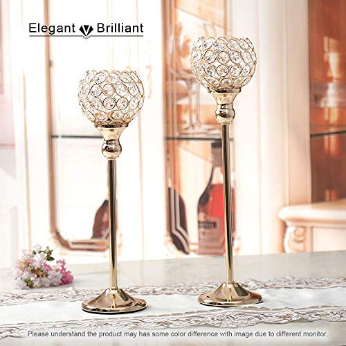Vincigant Gold Crystal Candle Holders Set For Wedding Coffee Table Decorative Centerpiece,Home Decoration Ornaments Stand,Modern Gift For Anniversary Celebration Halloween Decorations #TOP4