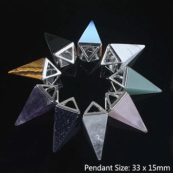 Natural Gem Stone Pyramid Pendulum Pendant Crystal Quartz Onyx Necklaces Suspension for Women Men-Green Aventurine SMA