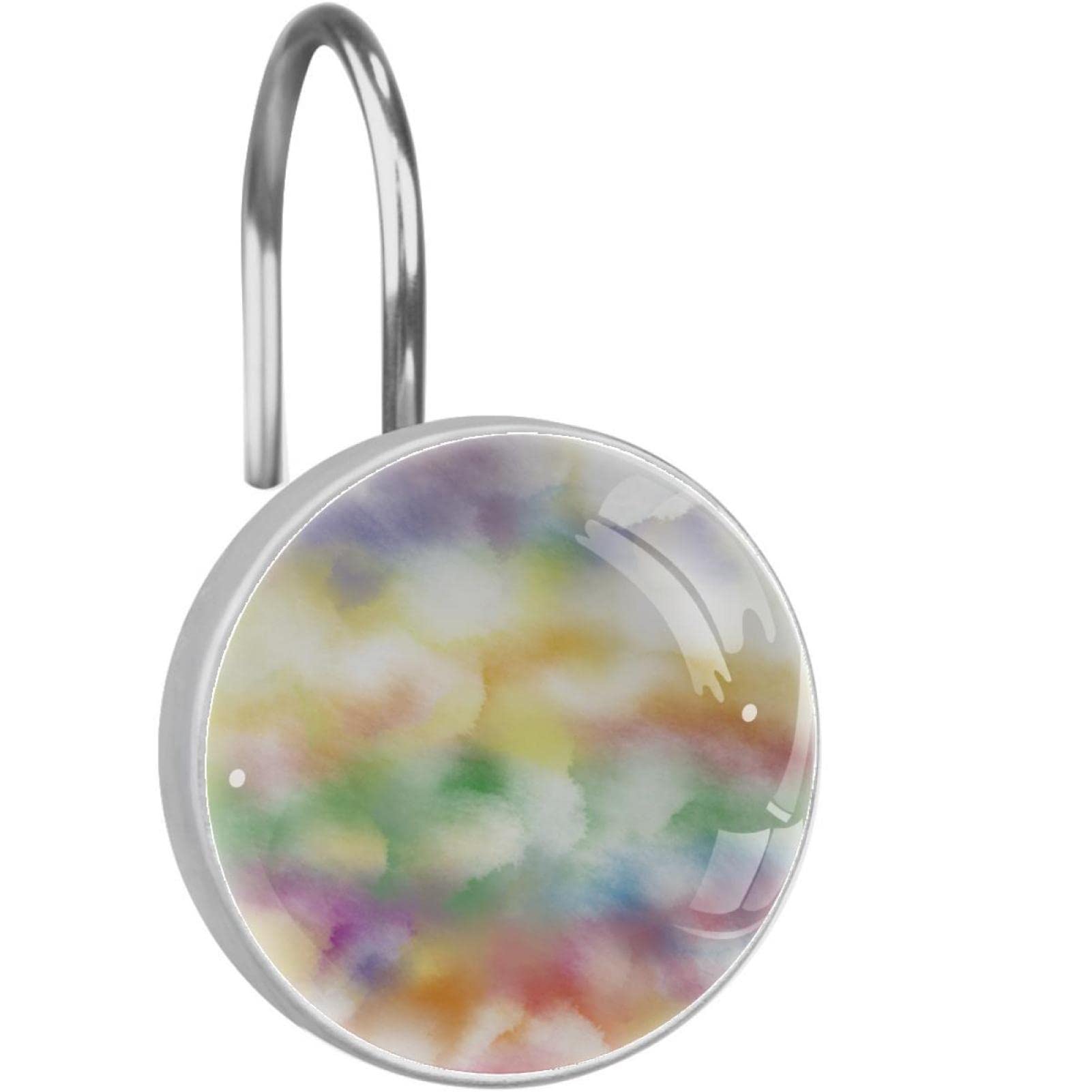 Anneaux de rideau de douche en acier inoxydable durable avec motifs abstraits chic