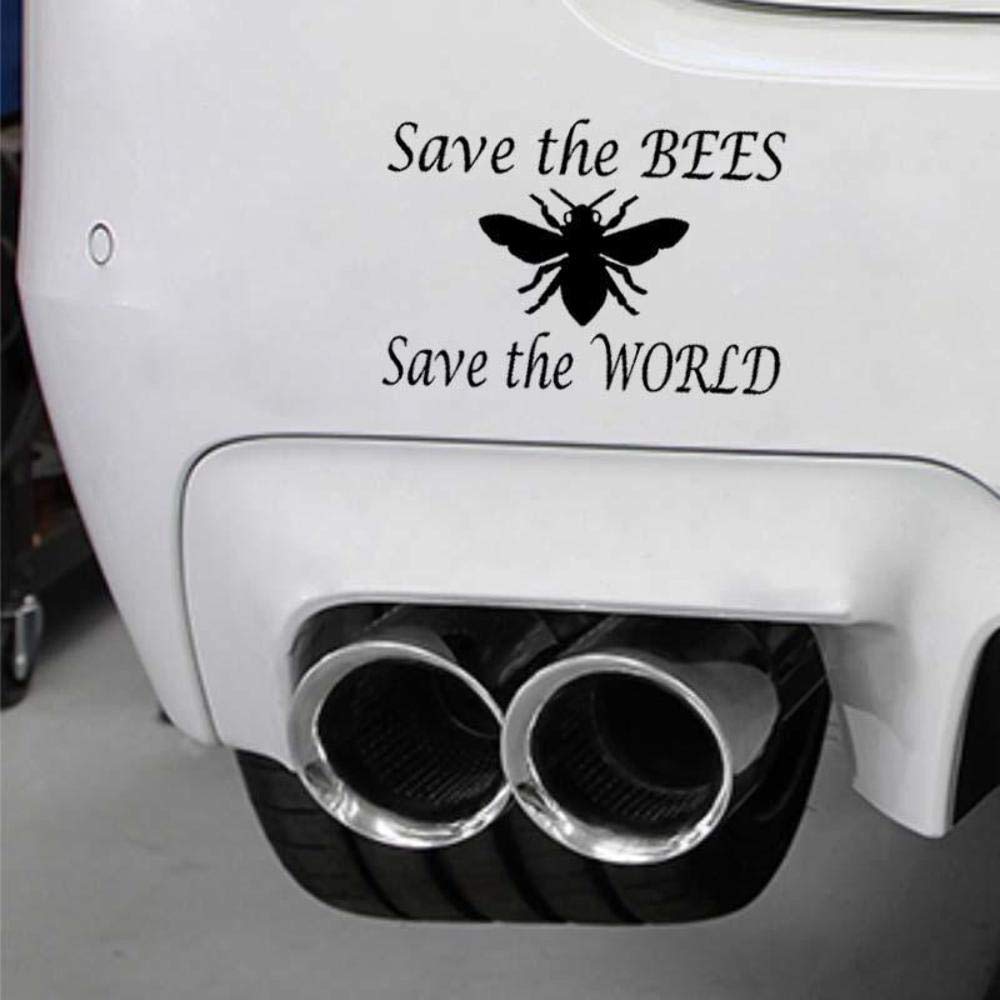 Handmade By Stukk Black Save The Bees With Bee Art Fun Window Bumper Vinyl Decal Sticker 12.7Cm X 18.6Cm