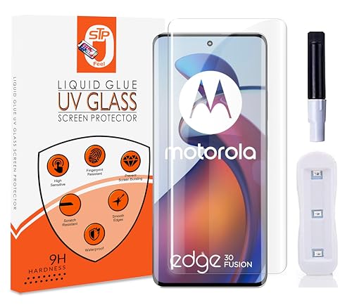 Image of UV Tempered Glass Screen Protector For Motorola Edge 40 / Motorola Edge 30 Fusion (6.55 Inch) Full Adhesive UV Glue Curved HD Clarity with easy installation kit