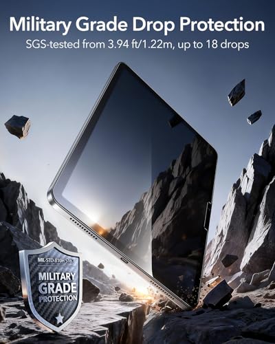 Image of ESR 2 Pack Armorite Full Screen Protector for iPad Air 11 Inch M4 /M3 /M2 (8th /7th /6th Generation, 2026 /2025 /2024), 9H Hardness Tempered Glass Screen Guard With Ultrafit Tray, Military Grade, HD Clarity
