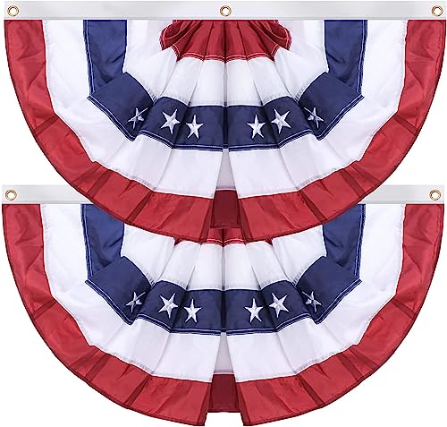 2 Pack American Flag Bunting,2X4 Ft USA Pleated Fan Flag