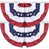 2 Pack American Pleated Fan Flag USA Pleated Fan Flag 15×3 Ft American Bunting Decoration Flags with Embroidered Stars Sewn Stripes Canvas Header and Brass Grommets 2 15×3 Feet