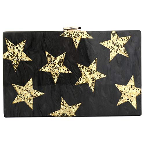 Vistatroy Acrylic Clutch Purses Envelop Star Pattern Designer Handbags Evening Bag for Women Lady (Black)