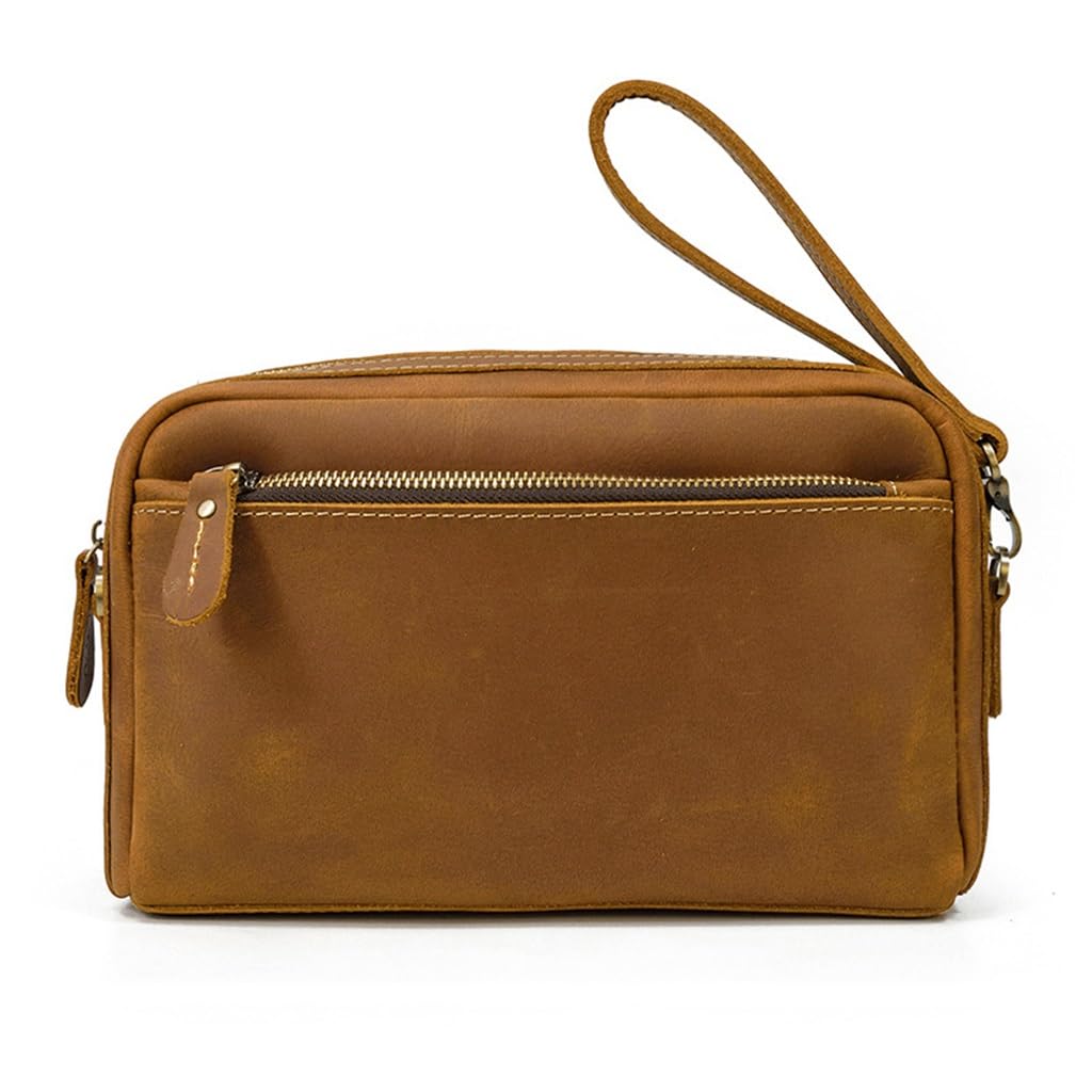 Sac de rangement multifonctionnel en cuir de vachette et pochette bandoulière rétro