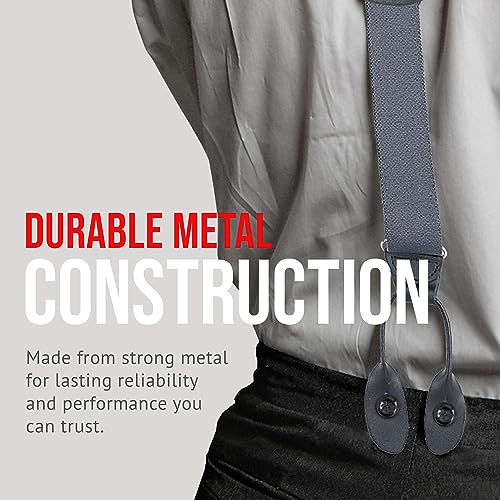 Image of HOLD'EM Tuxedo Button Suspenders for Men - Mens Dress Suspenders Formal | 100% Genuine Leather | Made in USA | Regular & Tall
