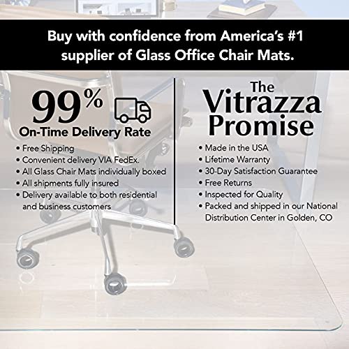 Vitrazza Glass Office Chair Mat Rectangle - Made in USA, Coated to Resist Fine Scratches, Stabil-a-Dot Bumper System Included, Designed to Protect Carpet or Wood Floor