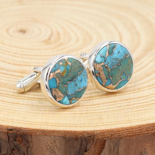 Gemelos para hombre con turquesa cobre azul 925 plata miniatura 6
