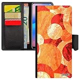 utaupia Cover per Apple iPhone 14+ Plus Pelle Pittura Astratta Texture Originale Arancione Rotonda 128GB Geometrica Telefono Cover Art Nero