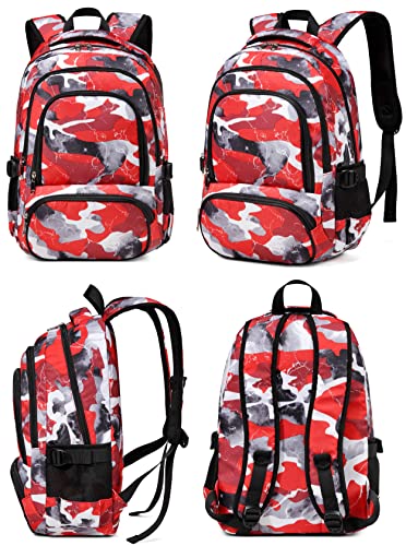 Bluefairy Boys Camo Backpacks For Kids Elementary School Bags Kindergarten Bookbags Girls Camouflage Overnight Weekend Bag (Red Camo) #TOP7