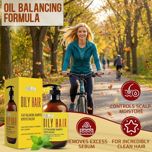 Image of Oily Hair Shampoo - Sulfate Free Buildup Remover for Itchy Scalps - Deep Cleanse Shampoo for Dandruff and Flake Treatment for Men and Women - Paraben Free, Salon Professional Formula - 16 Fl Oz