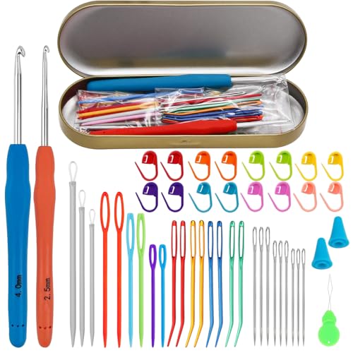 EuTengHao Ensemble d'aiguilles à tricoter courbées pour tapisserie et tissage - Aiguilles à repriser avec marqueurs de point pour tricot et crochet